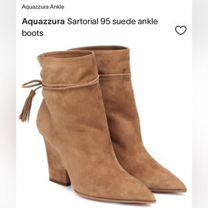 AQUAZZURA - Sartorial 95mm Suede Ankle Booties sz. 7.5